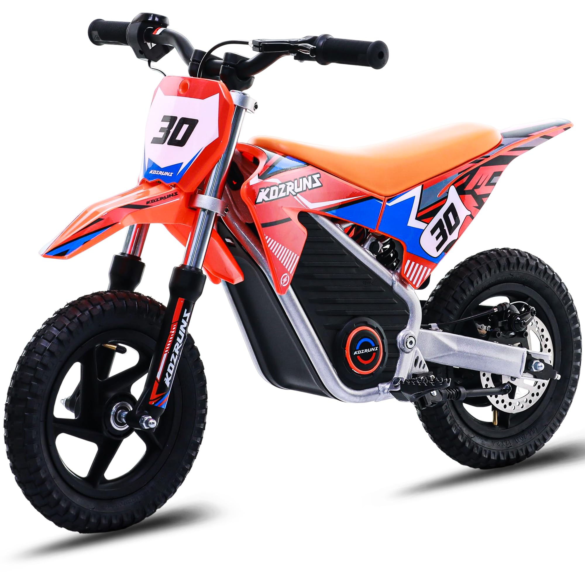 OLALA 36V Electric Dirt Bike for Kids Aged 3-8, Brushless 250W Racing Grade Electric Motorcycle, Up to 15.5MPH & 3 Speed Settings, Safe Disc Brakes, 12'' Off-Road Knobby Tires, Orange