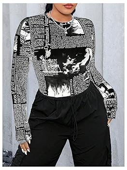 Amazon.com: MakeMeChic Women's Plus Size Newspaper Print