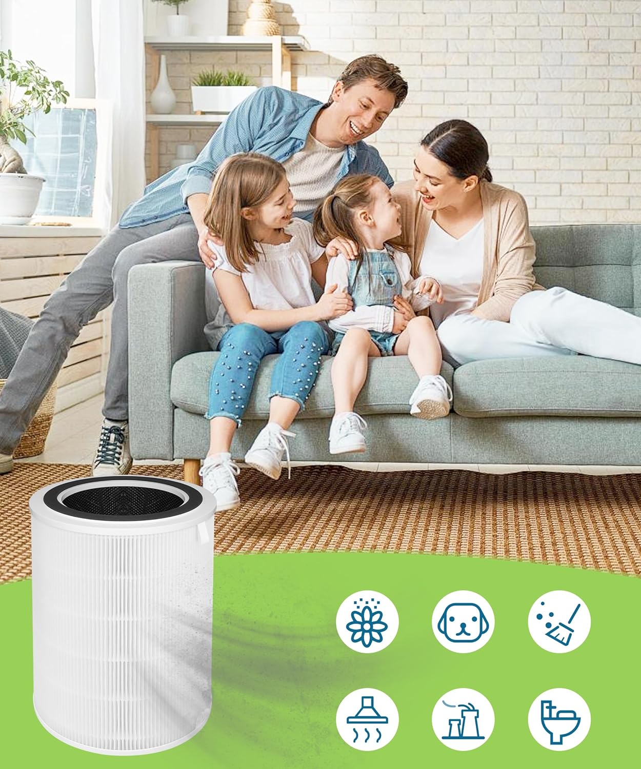 G300S Replacement Filter Compatible with Ganiza Air Purifiers G300S /Proscenic A9/ Probreeze PB-P07, 4-stage Filtration with Activated Carbon Filter and 2 Counts Pre-filter