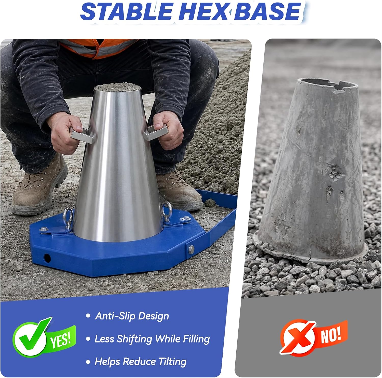 Concrete Slump Test Kit, Heavy-Duty Steel Slump Cone