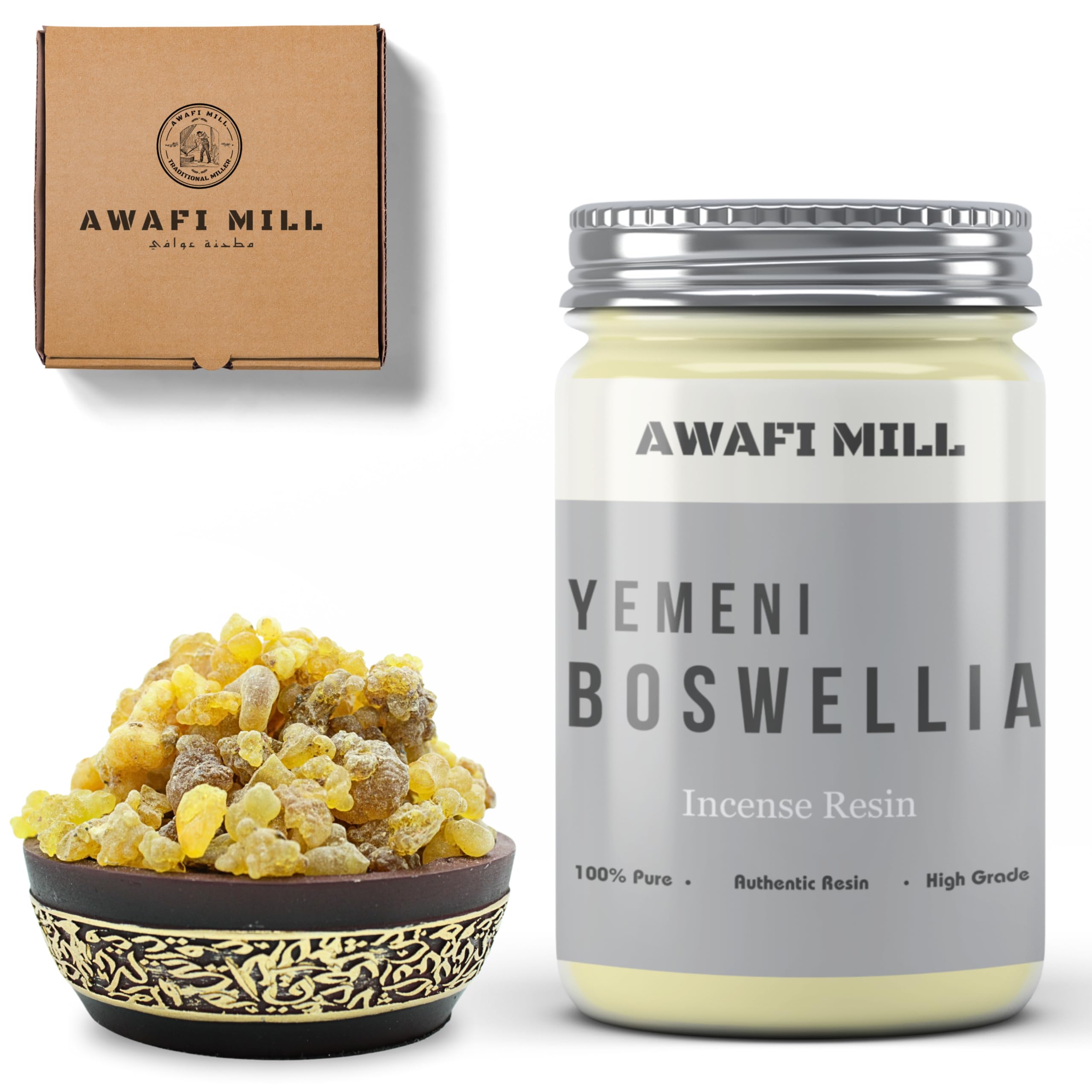 Awafi Mill Frankincense Royal Incense Resin - Boswellia Sacra from Yemen - Incense Ingredient | 100% Pure Resin (Bottle of 500 gram / 17.6 Oz)