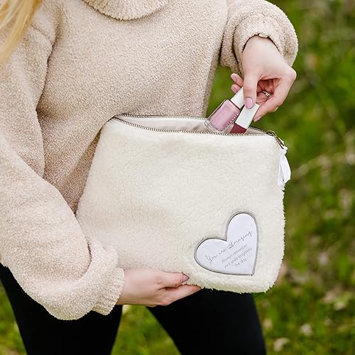 Miniatura 7 de Pavilion Gift Company Bolsa de maquillaje para mujer, blanco, marrón, 8" x 10", Blanco, marrón, Bolsa de maquillaje