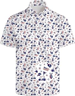 Golf Polo Shirts for Men Funny Print Quick Dry Short Sleeve Performance Golf Shirts Moisture Wicking Polo Shirts