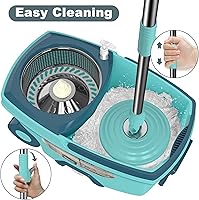 Vista 2 de Sistema de fregona giratoria y cubo, juego de fregona y cubo con escurridor, fregonas para limpieza de pisos, herramientas de suministros