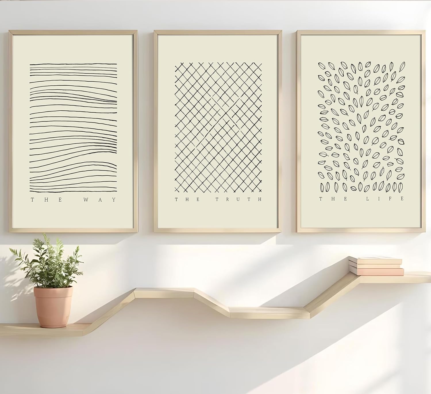 Minimalist Christian Wall Art The Way The Truth The Life - John 14:6 Scripture Pictures Wall Decor Line Bible Faith Posters Jesus Inspirational Quote Print Artwork for Living Room Prayer Room Church