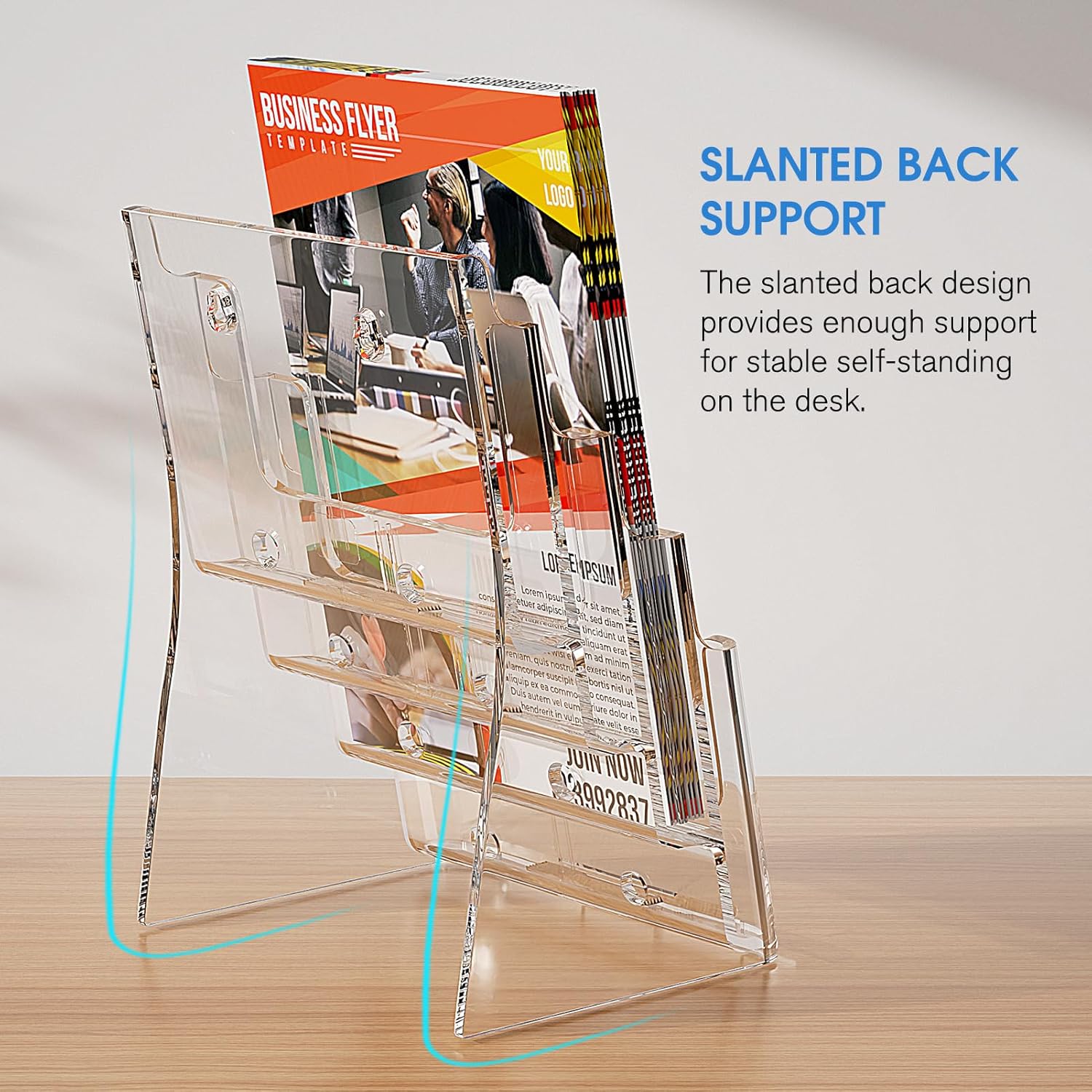 Door Sign Acrylic Brochure Holder 8.5 X 11 Inch, 4-Tier Clear - View #8