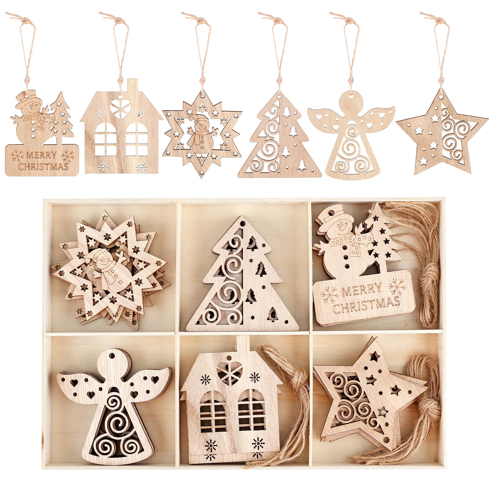 48 Addobbi Natalizi In Legno – Mini Statuine Fai Da Te Per Albero, Decorazioni Vintage Con Gnomi E Angioletti