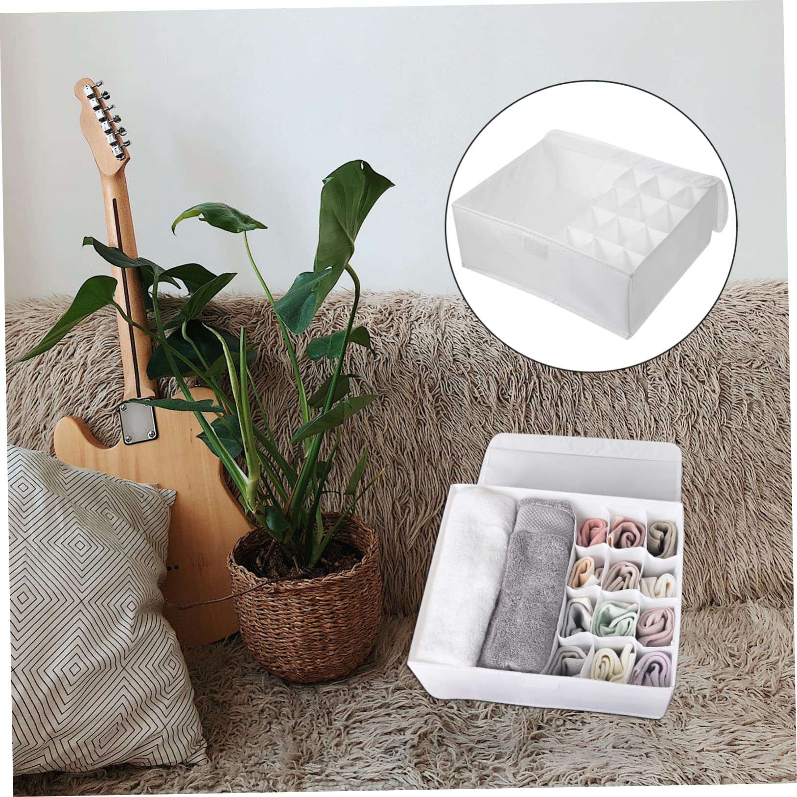 Alipis 2pezzi Scatola Di Organizzazione Per Intimo Femminile Oxford Con Coperchio Contenitore Per Cassetto Per Mutande Calze Regali e Accessori Scomparti Per Organizzazione Efficiente