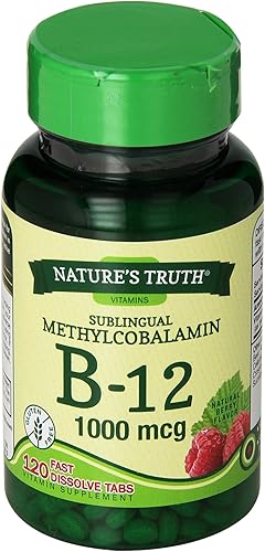 Nature's Truth Vitamina B-12 1000 Mcg Metilcobalamina, pestañas de disolución rápida, sabor a bayas naturales, 120 unidades (paquete de 3)