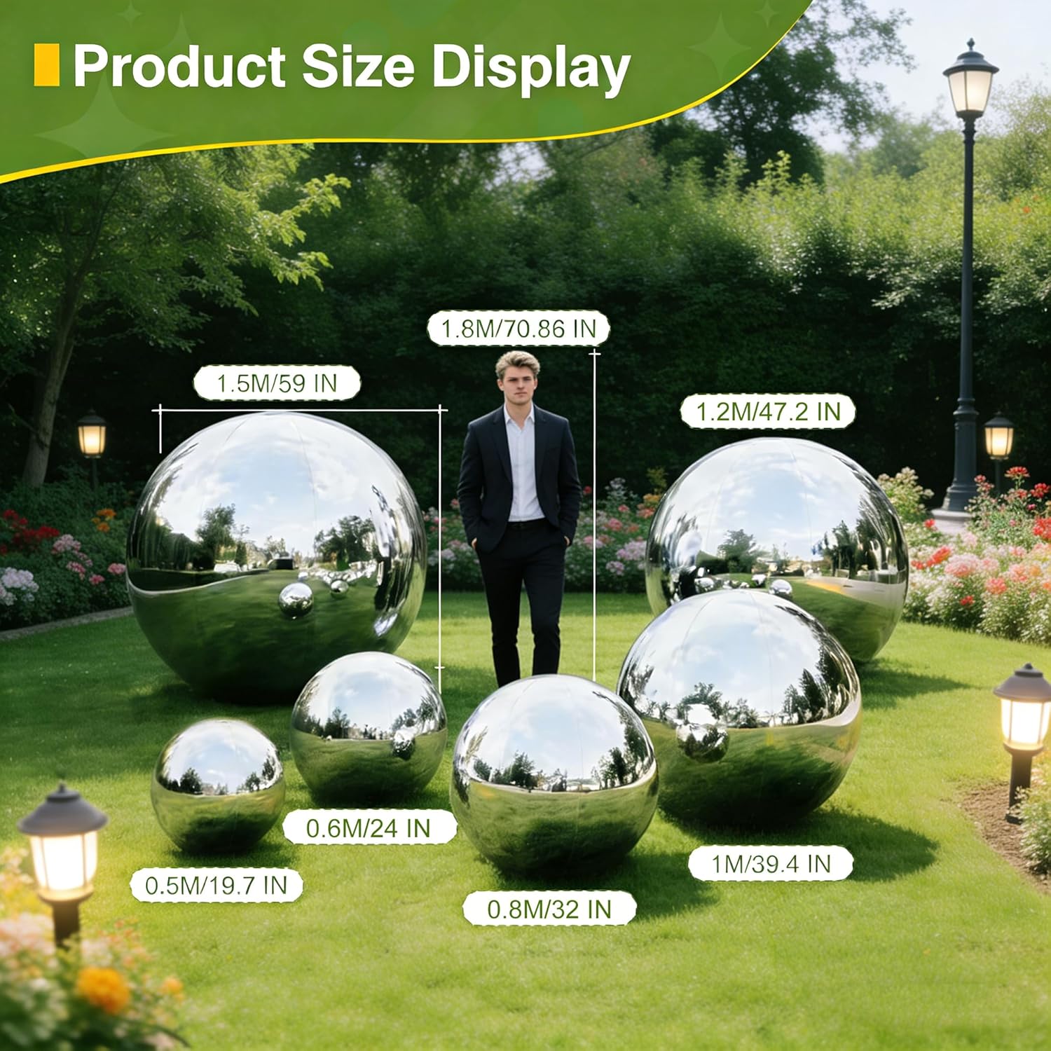 Inflatable Mirror Ball Shiny Balls Large Hanging & Standing PVC Disco Bubble Balloon For Christmas, Birthday, Party, Wedding, Decoration, Other Events (Silver, 1 Pcs 19.7in+Pump)