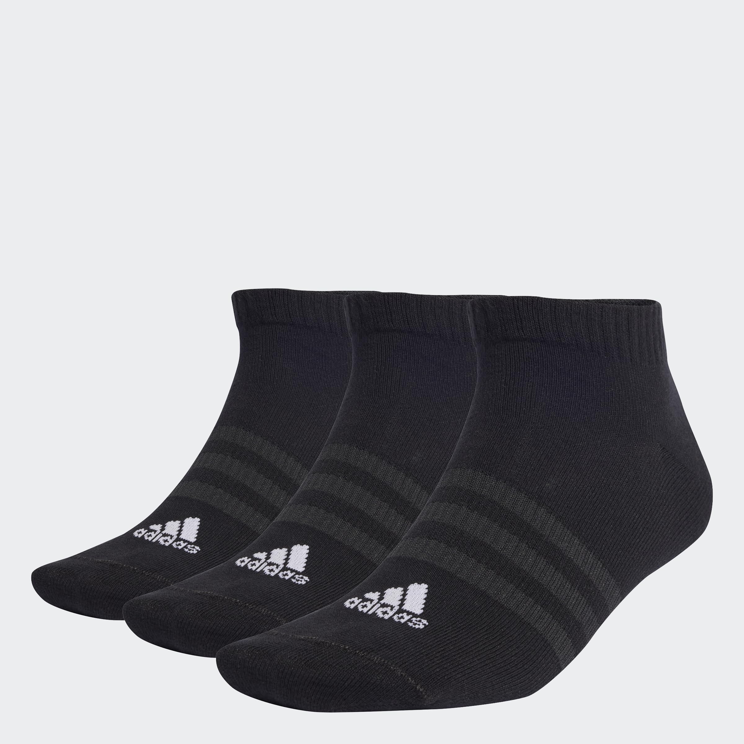 adidas Unisex Thin and Light Sportswear Low-Cut Socks – 3er-Pack, Schwarz/Weiß, Größenbereich 4.5–6