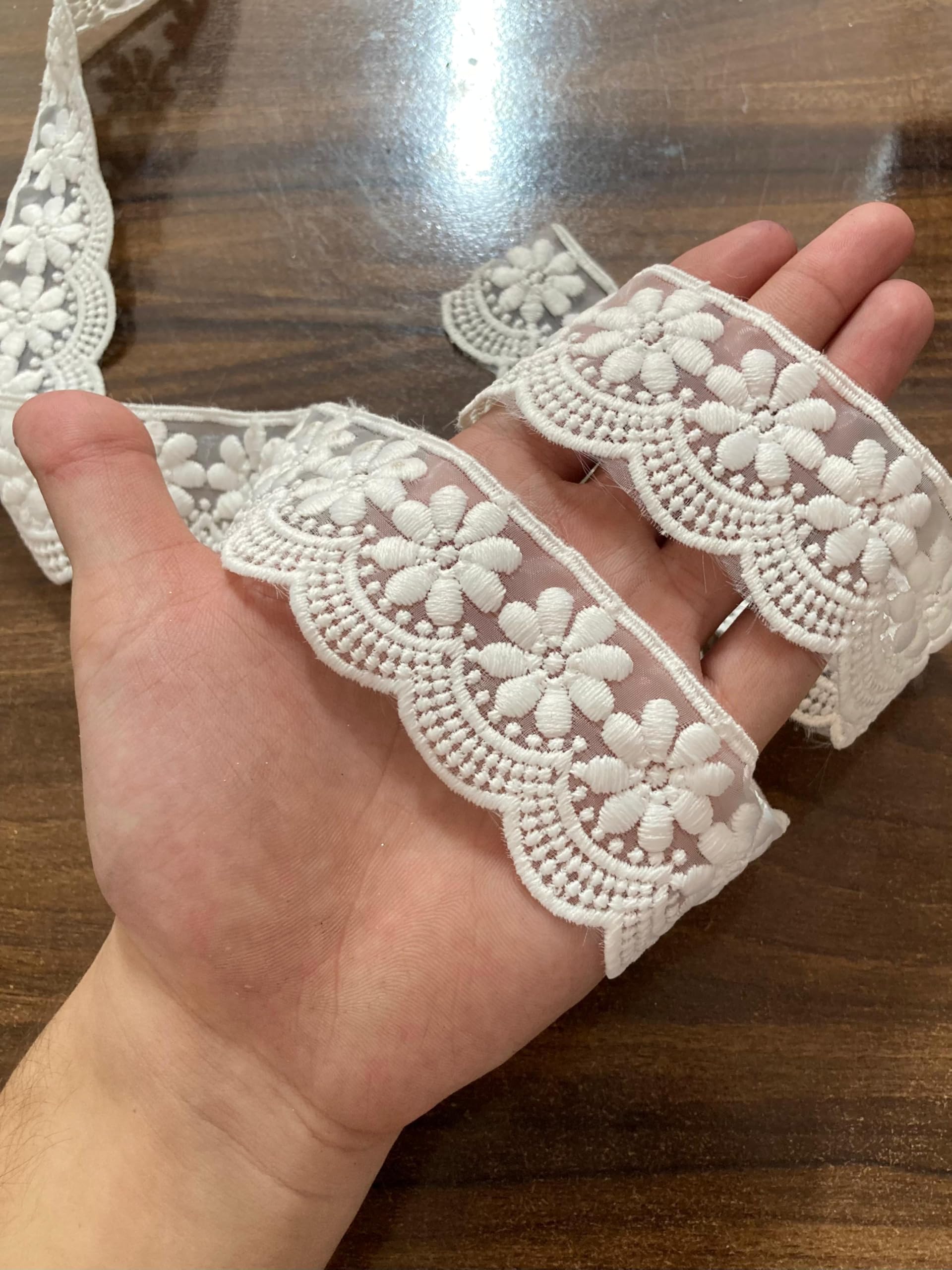 DIVARA White Organza lace with Beautiful Design. (Pack of 5meter, Width-35mm) Used in Saree, Suit, Lehenga, Blouse and etc-image-30