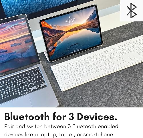 Miniatura 3 de Macally Teclado Bluetooth inalámbrico para Mac, compatible con Apple Keyboard o MacBook ProAir, iMac, multidispositivo, hasta 3 dispositivos con 110