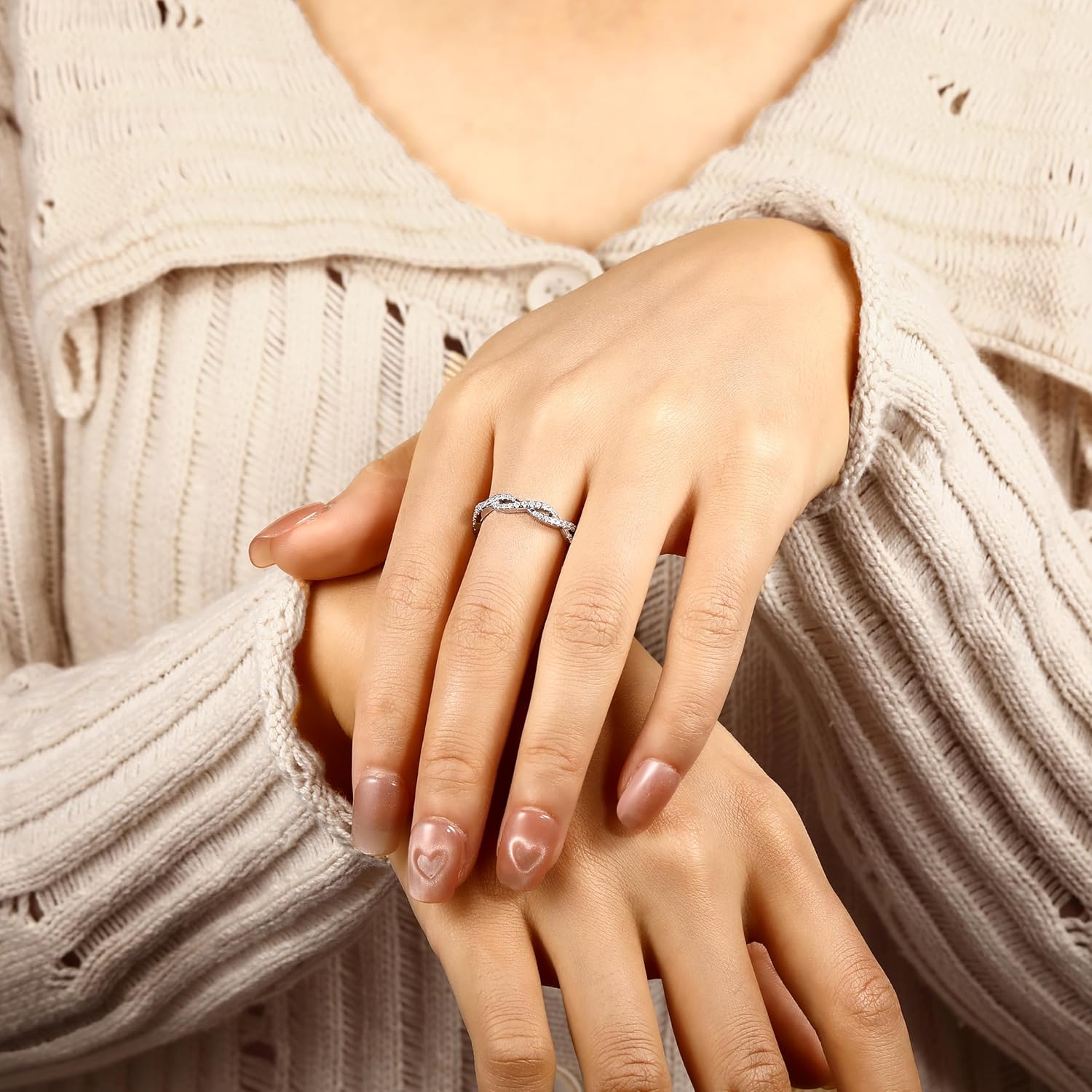 D Color VVS Moissanite Eternity Wedding Band for Women 925 Sterling Silver Stackable Anniversary Ring for Her Size 4-10