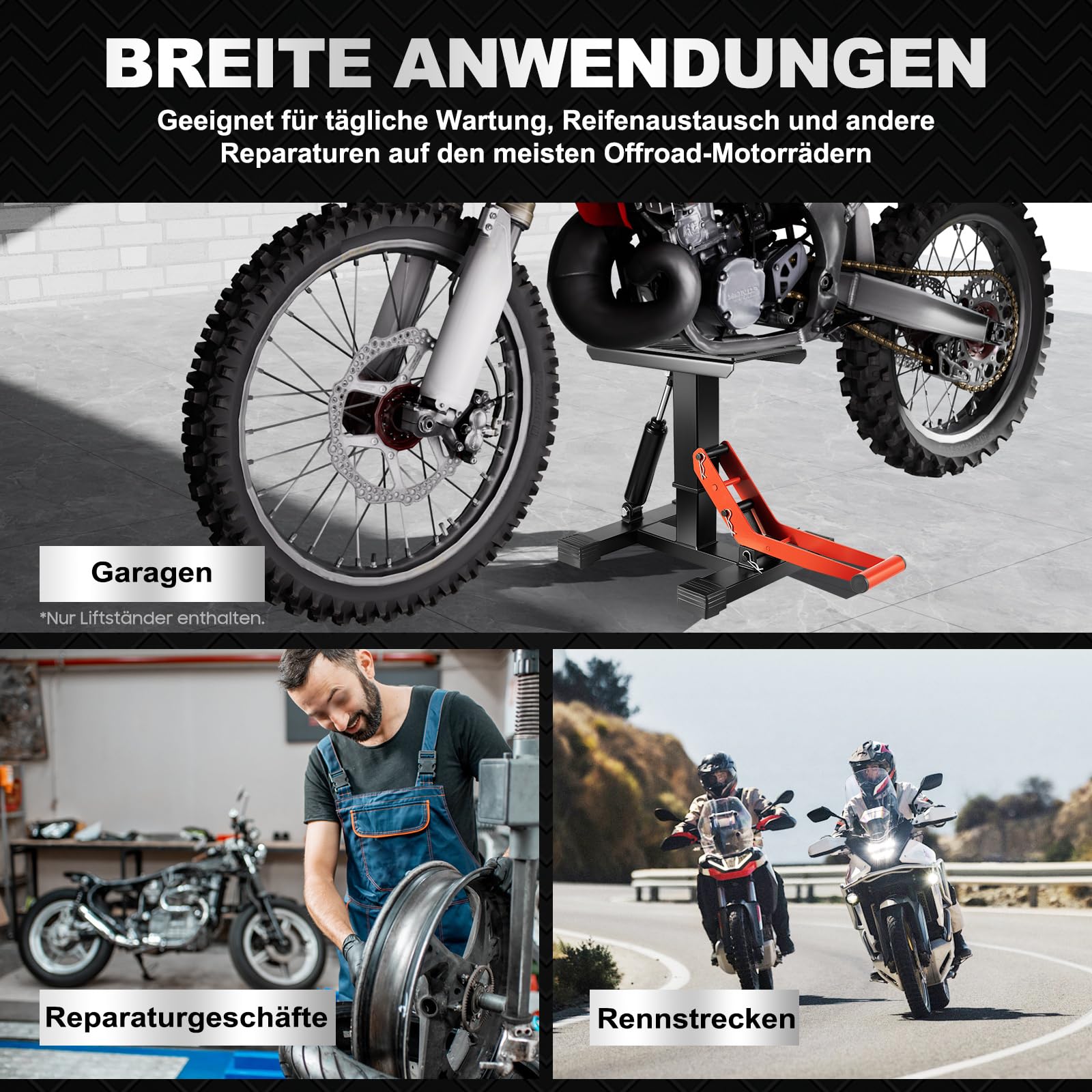 Hydraulischer Motorrad Ständer Universal Motorrad Hebebühne Motorradständer Motorradheber Motocross Hubständer Klapp Hebebühne für Reparatur Motocross