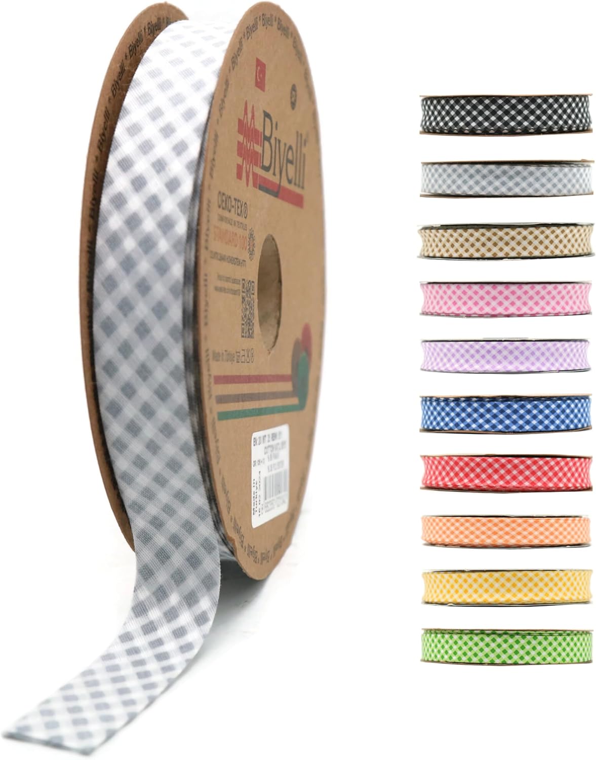 Cotton Fold Bias Binding Tape - 3/4 Inches (20mm) Wide - 27 Yards - Plaid Single Fold Cotton Fold Bias Binding Tape for Sewing Clothing DIY Green E5