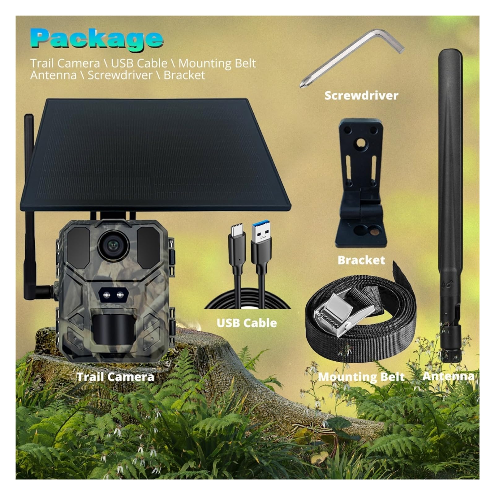 2K, 4G Outdoor-Jagdkamera APP-Mobilfernbedienung for Jederzeitigen Ansehen Von Fotos Und Videos, Solar-L-Batterie Hohe AuflöSung