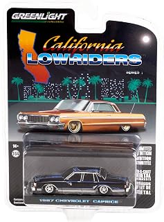 Greenlight Collectible 1987 Chevy Caprice Lowrider Custom Black with Graphics California Lowriders Release 1 1/64 Diecast Model Car by Greenlight 63010 D 63010D
