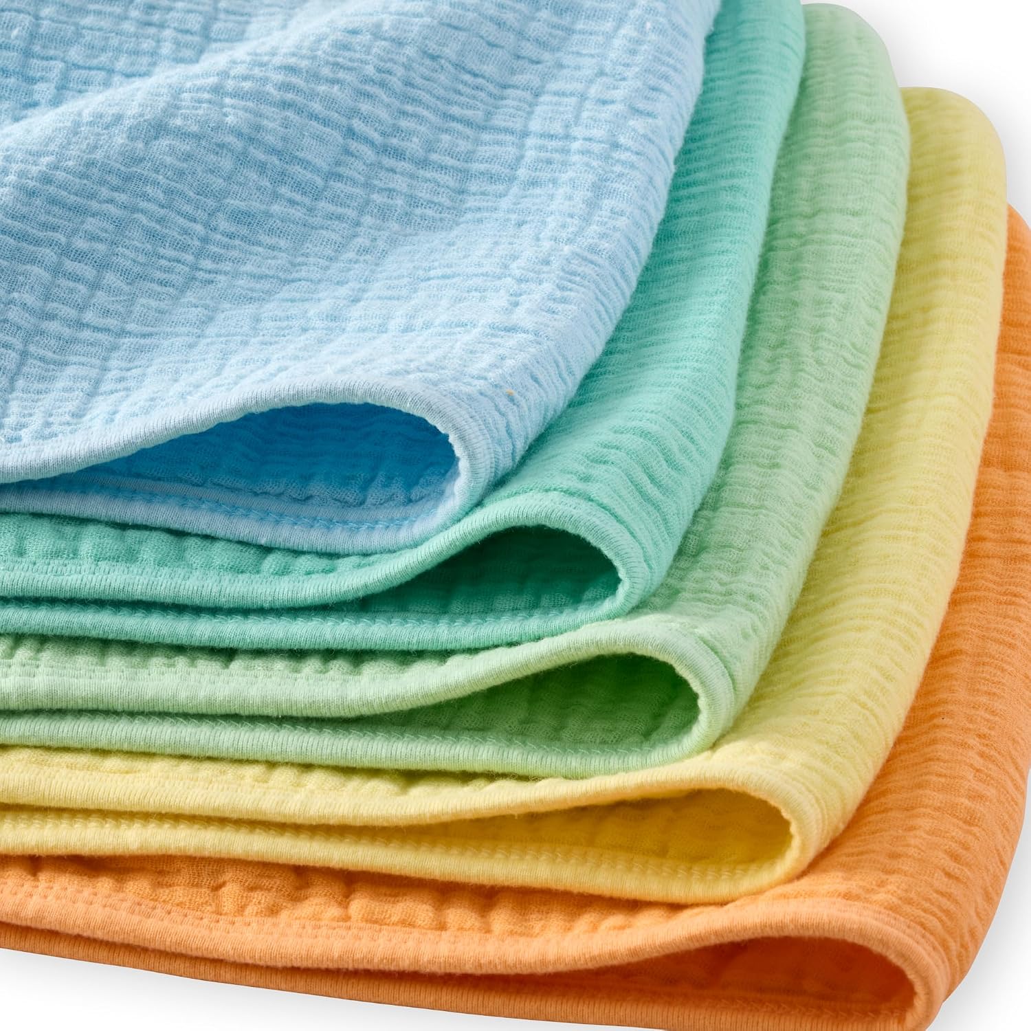 Butterblu Riley - Crinkle Burp Cloths, 5 Pack Muslin Burpcloths for Newborn Girls, Boys, Unisex​, Sunny, One Size