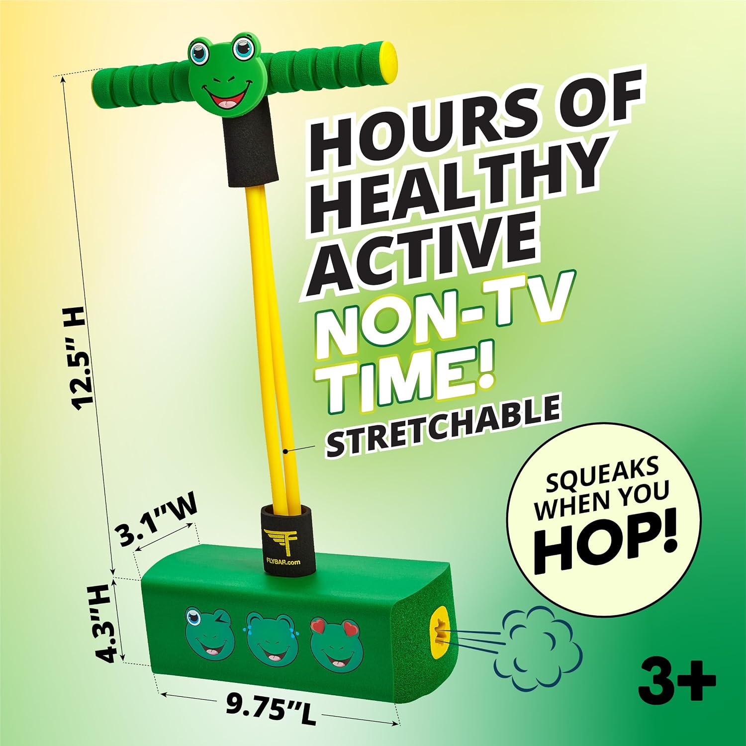 Flybar My First Foam Pogo Jumper for Kids Fun and Safe Pogo Stick for Toddlers, Durable Foam and Bungee Jumper for Ages 3 and up, Supports up to 250lbs (Frog) - view 2