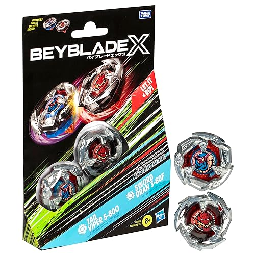 BEYBLADE X Tail Viper 5-80O and Sword Dran 3-60F