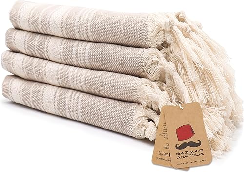 Vista 25 de Bazaar Anatolia - Juego de 4 toallas de mano turcas 39" x 19" - Toalla decorativa turca para baño, 100% algodón, cocina, cara, cabello, té, paño