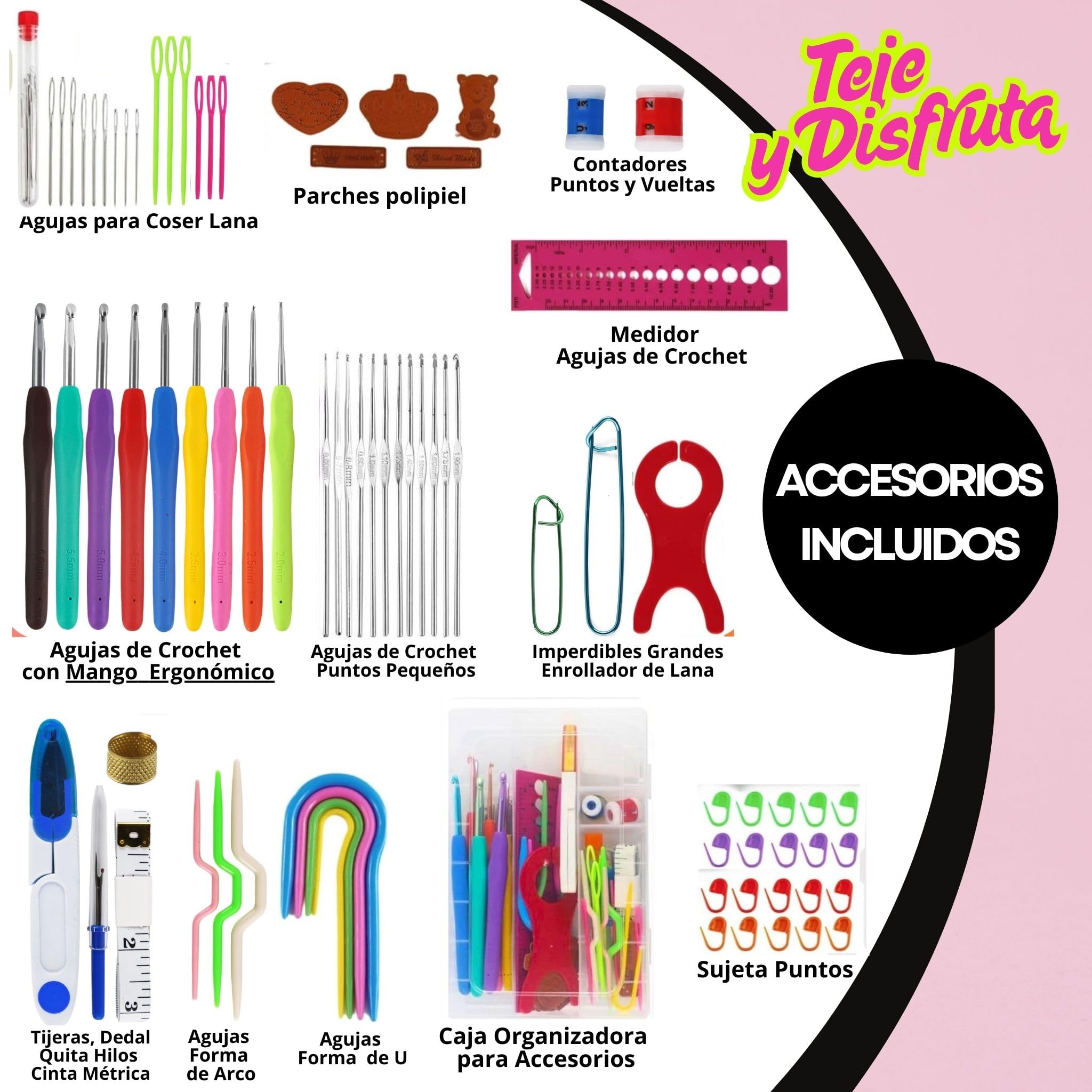 SusggO 95 Piezas Kit Crochet Kit Principiantes Completo Crochet Set Amigurumi – 15 Ovillos Algodon de Leche Agujas Crochet Accesorios Manual y Bolso - Kit Ganchillo Completo DIY