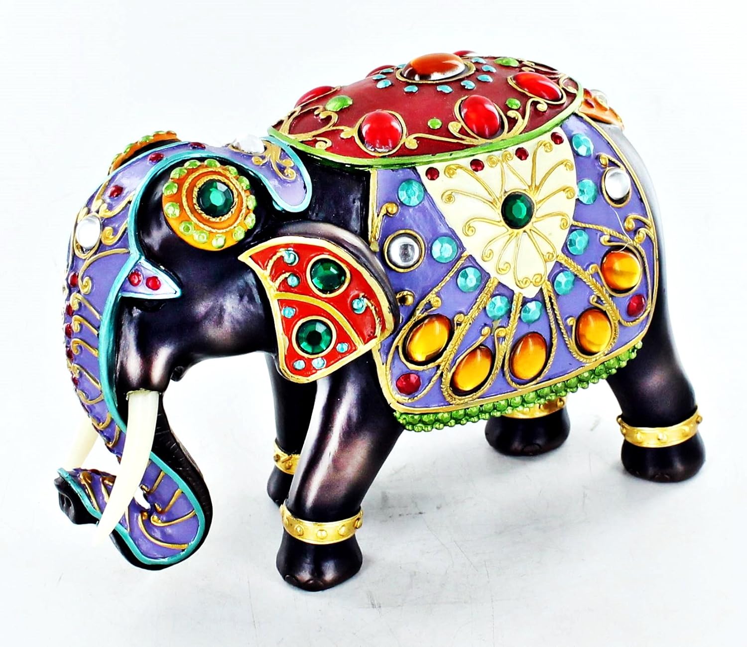 Bronze Jewel Elephant Standing Statue Table Art Figurine