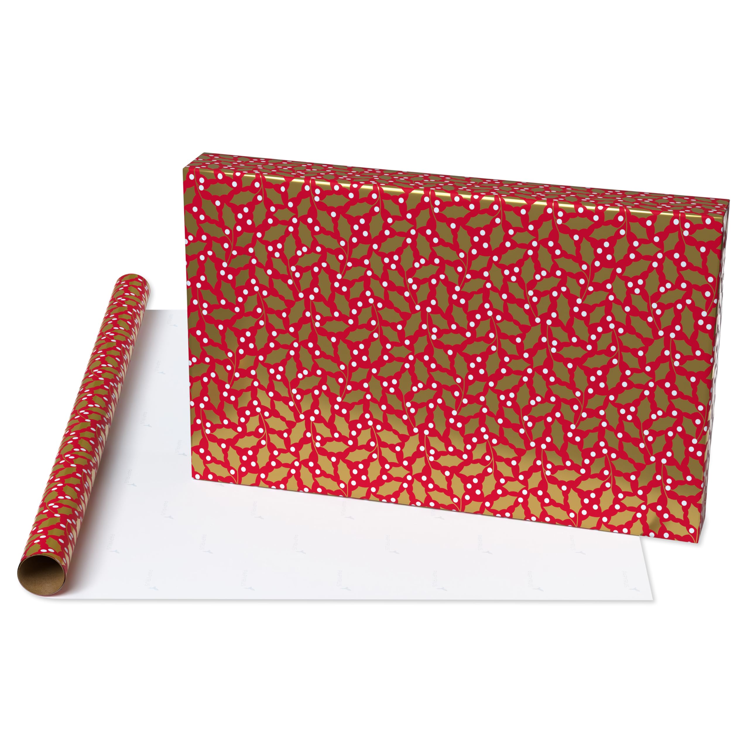 Papyrus Rouleaux de papier cadeau de Noël, verdure, lettrage et pois (3 rouleaux, 2,5 m²)