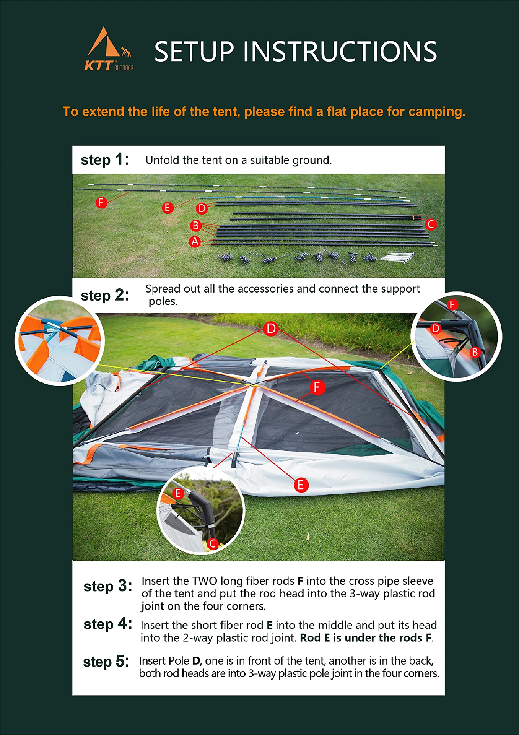 KTT Extra Large Tent 12 Person(StyleA),Family Cabin Tents,2 Rooms