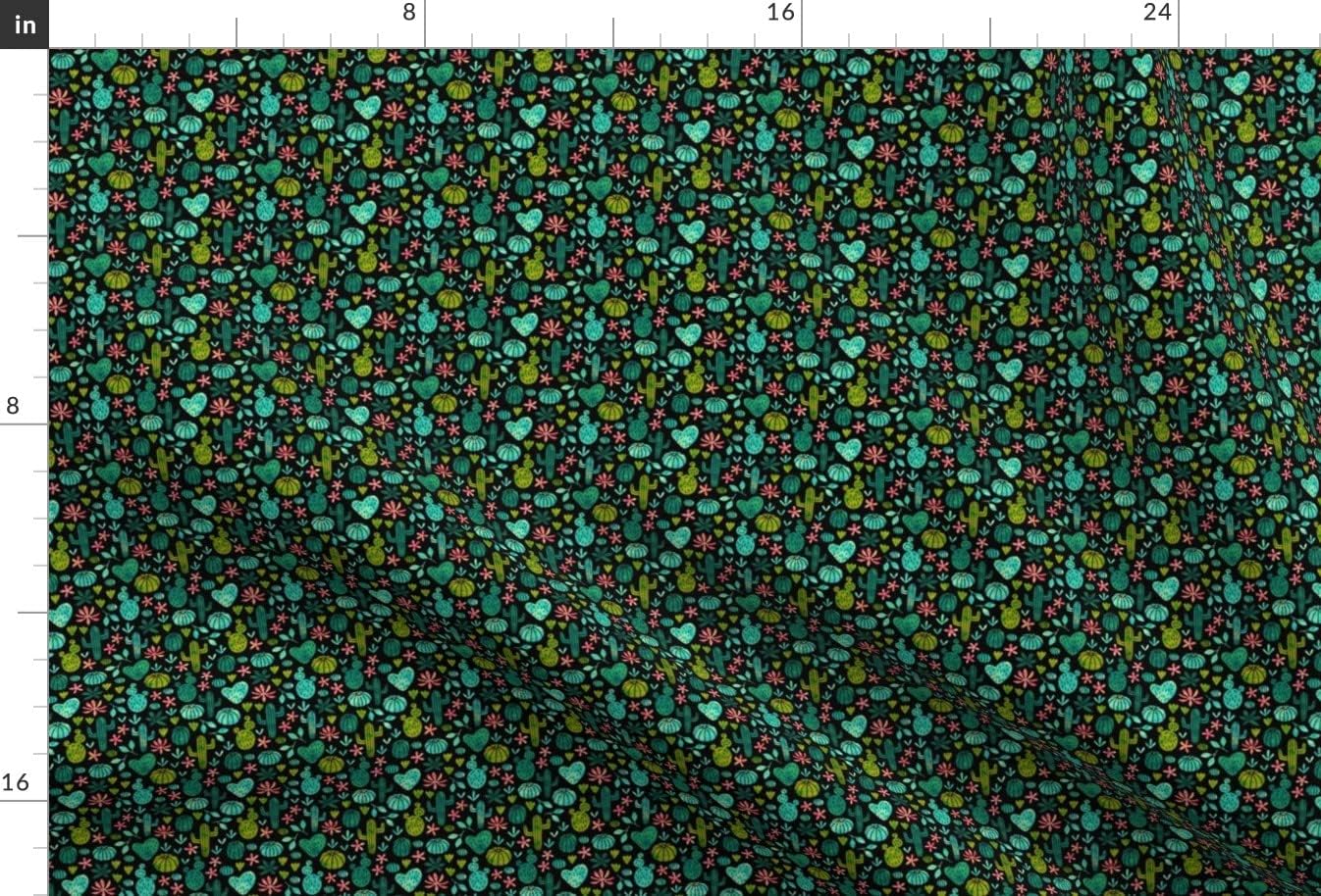 Spoonflower Fabric - Cacti Watercolor Black Mini Cactus Succulent Desert Nature Printed on Upholstery Velvet Fabric Fat Quarter - Upholstery Home Decor Bottomweight Apparel