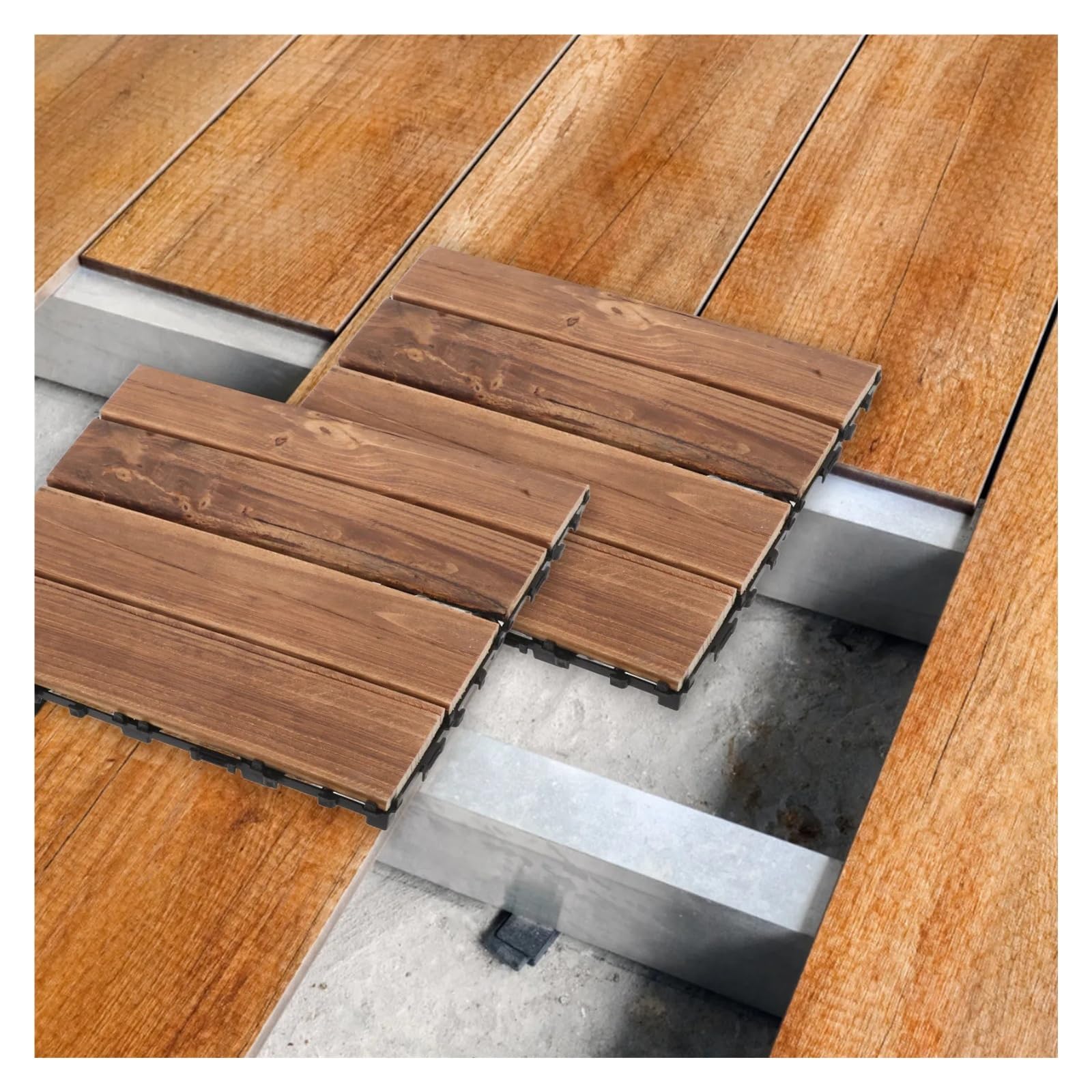 2Pzas Baldosa Madera Impermeable