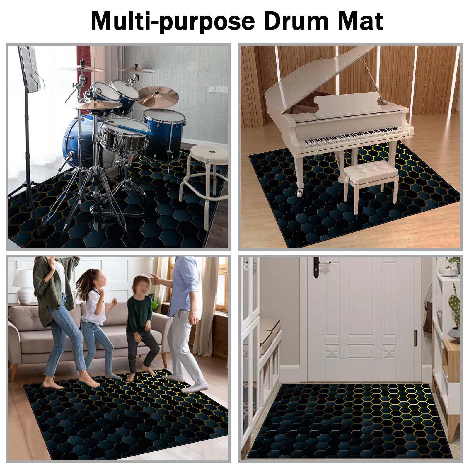 140 x 120 cm Dywan z baterią elektroniczną Dźwiękoszczelny Antypoślizgowy Dywan Pochłaniający Akustyczny Profesjonalna mata do instrumentów muzycznych do instrumentów muzycznych do gitary basowej