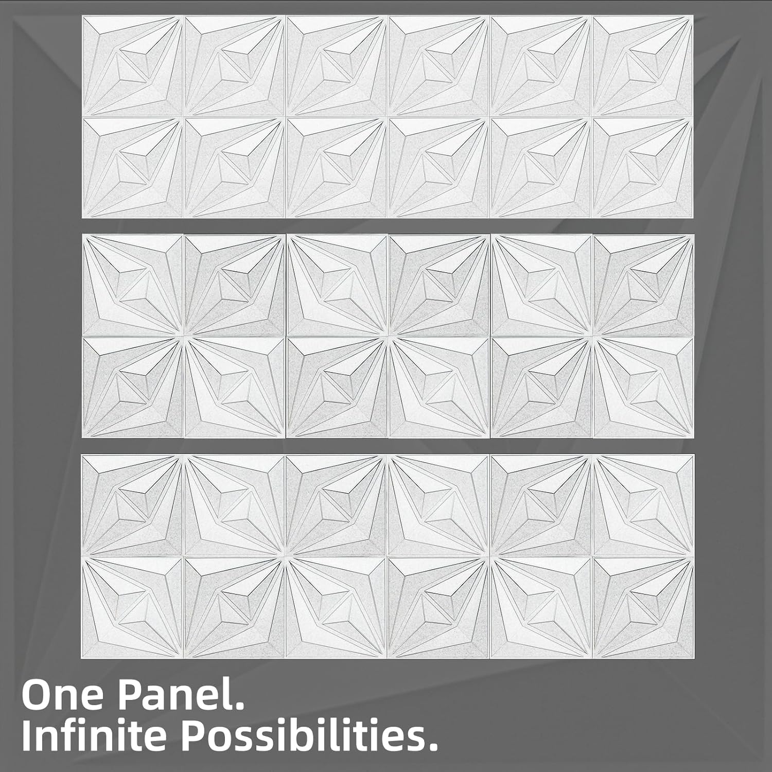 50 Pack 3D Wall Panels for Interior Wall Decor, 3 Layout Options PVC Textured Wall Art Decor for Living Room Bedroom TV Background Gaming Room, 12''x12'', Black