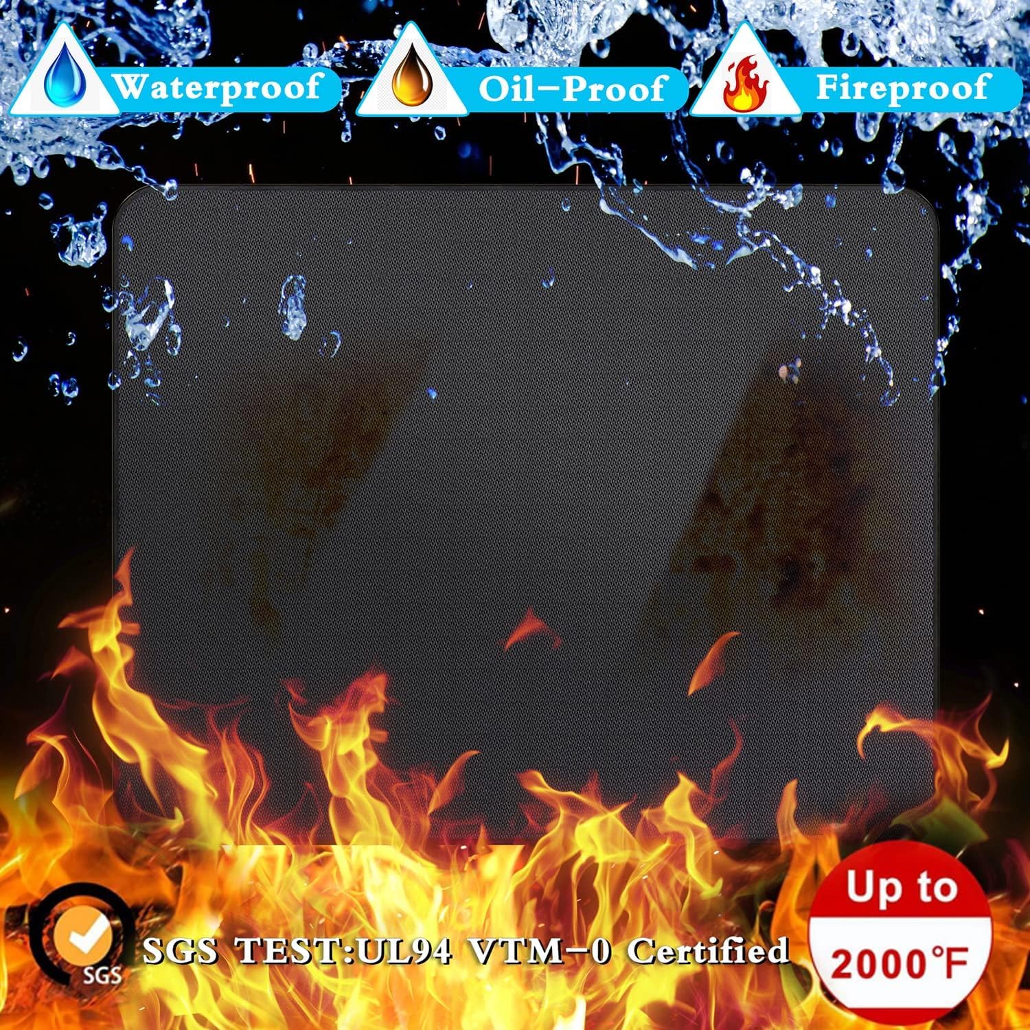 UBeesize Esterilla para barbacoa, protección del suelo, 122 x 178 cm, base ignífuga, alfombrilla de protección para el suelo, resistente al aceite, impermeable, antideslizante, para barbacoa al aire