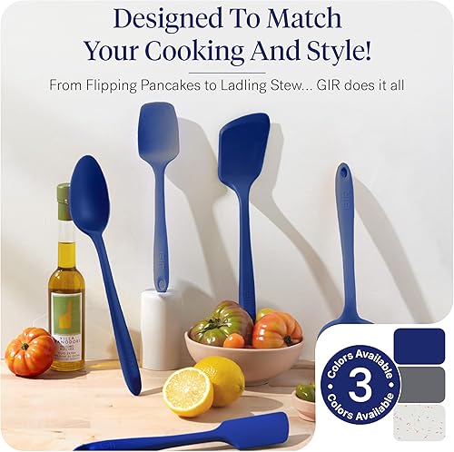 Miniatura 6 de GIR: Get It Right Juego de 10 piezas de utensilios de cocina esenciales de silicona - Cucharón, espátula, volteador, cuchara y cucharada - Azul