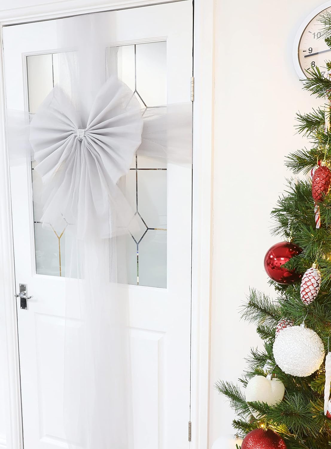 Christmas Concepts® DIY Decorative Door Bow with Diamante Decoration - Wedding/Parties/Christmas (Silver)