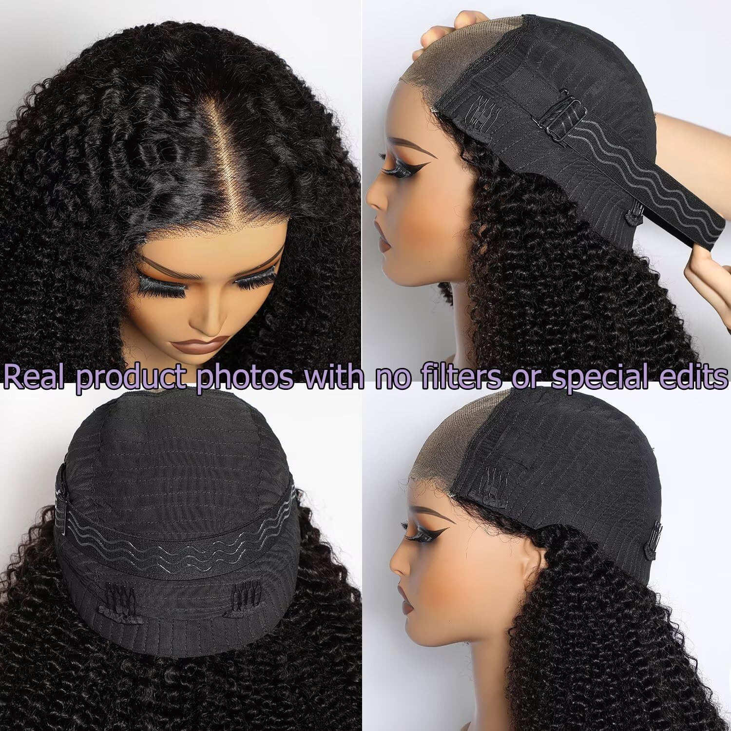 Lemoda 5x5 Wear and Go Burmese Kinky Curly Lace Frontal Human Hair Wigs 26Inch 210 Density Deep Curly 5x5 Pre-Bleached Knots HD Unglueless Transparent Lace Front Wigs For Women