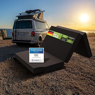 SHOGAZI Auto Matratze für T5 T6 T6.1 | 115 x 200 x 12 cm | Automatratze für California Ocean | Faltbar aus Kaltschaum & 100% Baumwolle (Oeko-TEX®) | Made in Germany | Vergleichssieger