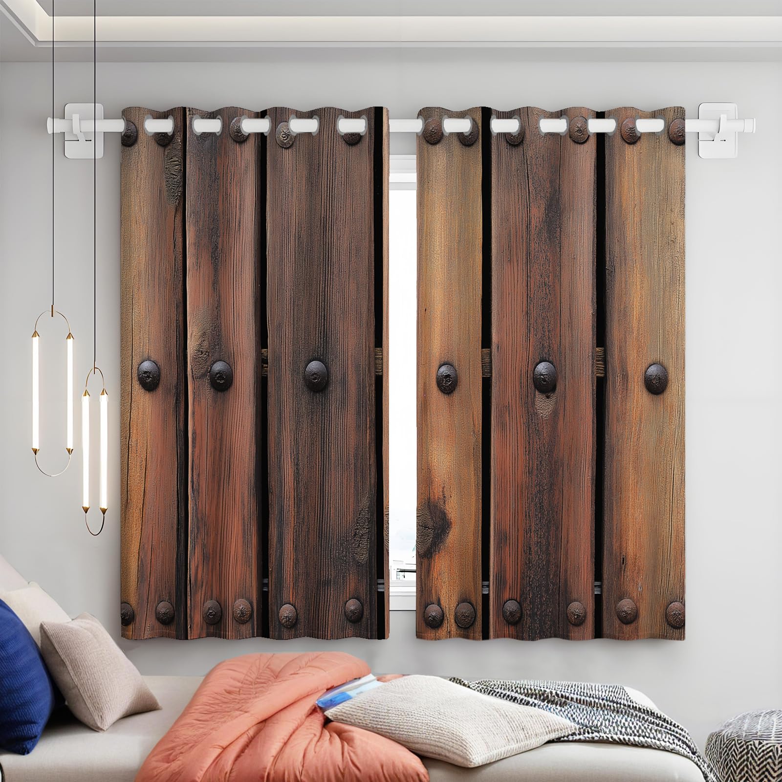 Rideaux imprimé pour salon moderne occultant et isolant 140x260cm motif campagnard