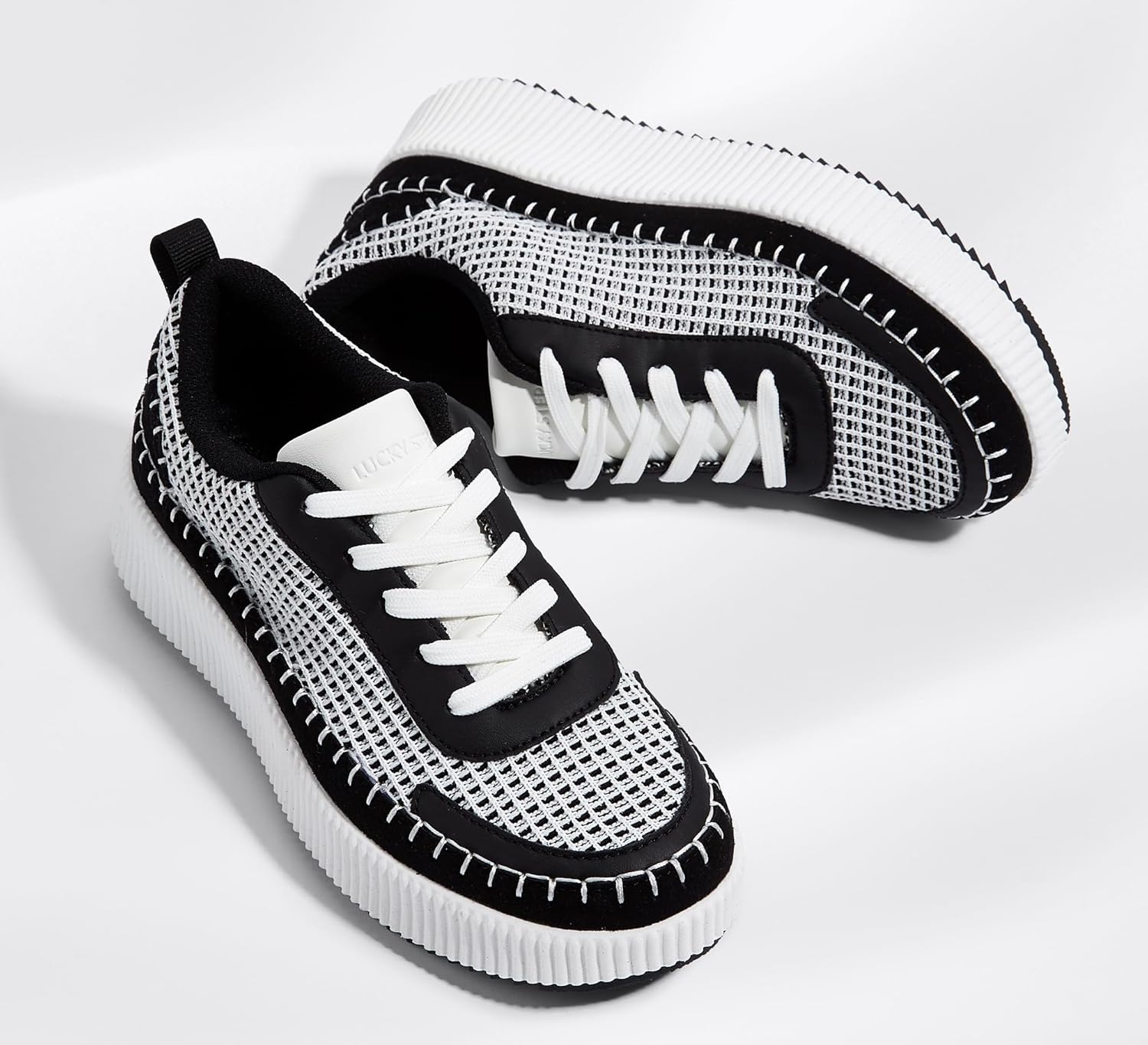 LUCKY STEP Women's Platform Sneakers Rhinestone Fashion Chunky Casual Sparkly Retro Braided Walking Shoes - Image 5