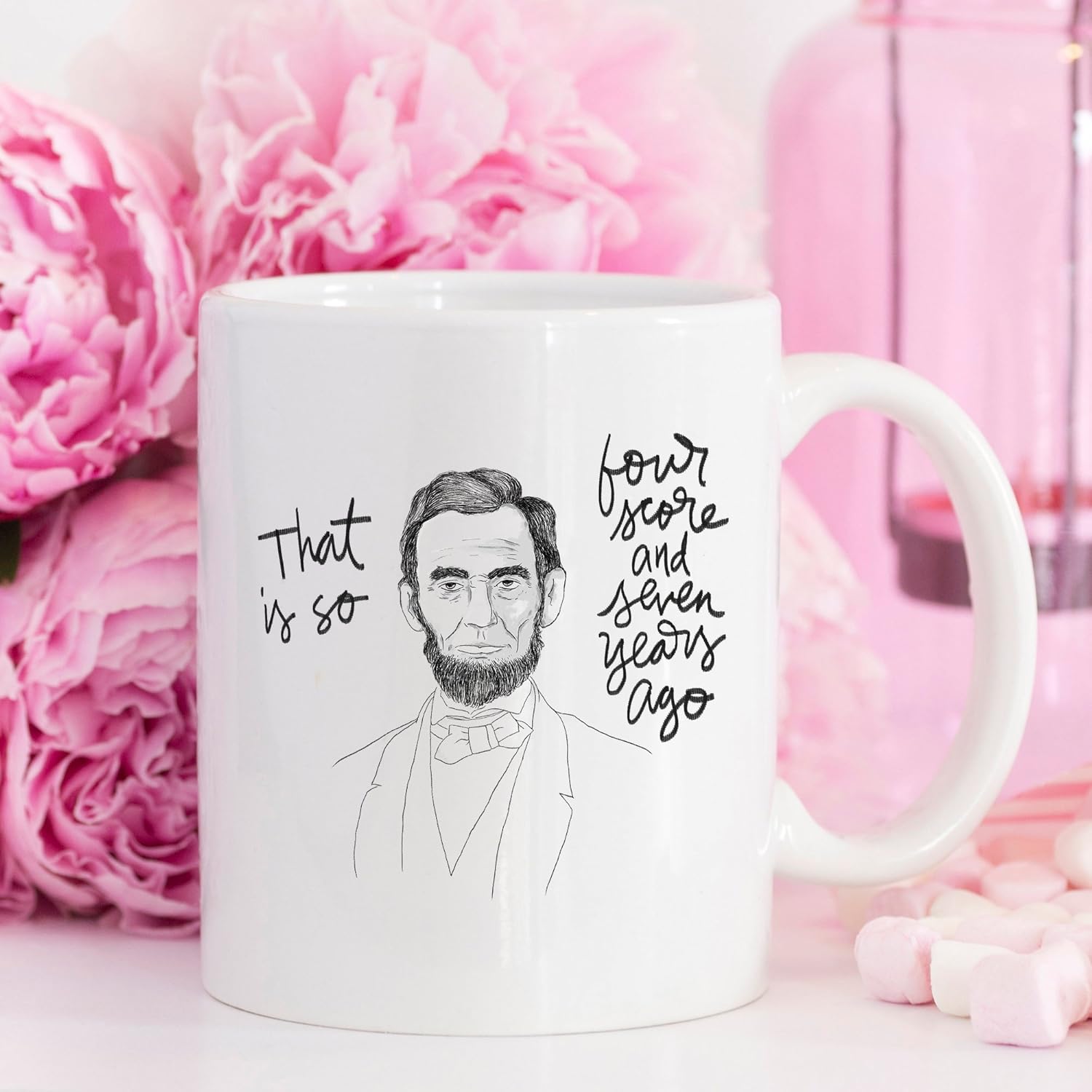 Suреr Dеаl Prоduсt Younique Designs Four Score and Seven Years Ago Coffee Mug, 11 Ounces, History Teacher, Abraham Lincoln Mug