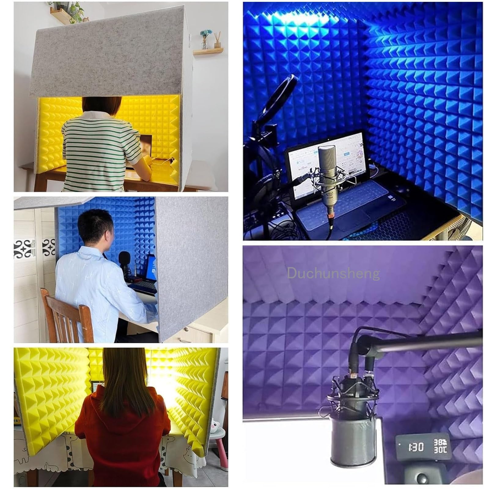 V3VOGUE Cabina Insonorizzata Portatile, Pannelli di Schiuma Acustica, Professionale Microfono Schermo di Isolamento, Spazio Privato, Stabile, per Registrazione Vocale/Acustica Podcast Canto Gaming