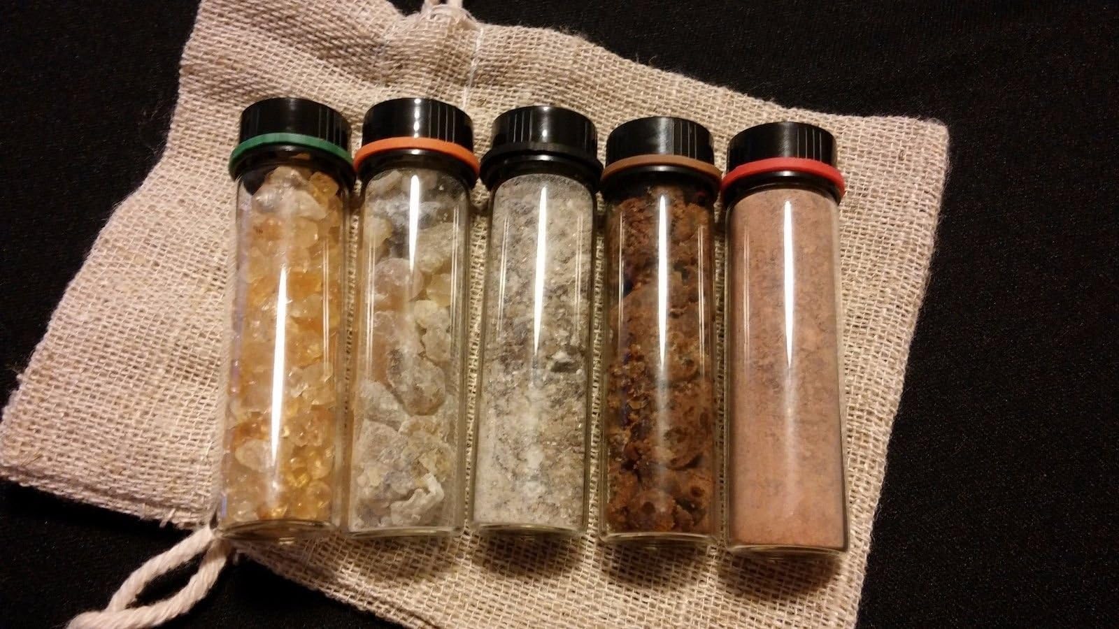 5pc Resin Incense Gift Set Sandalwood Patchouli Amber Black Copal Dragons Blood