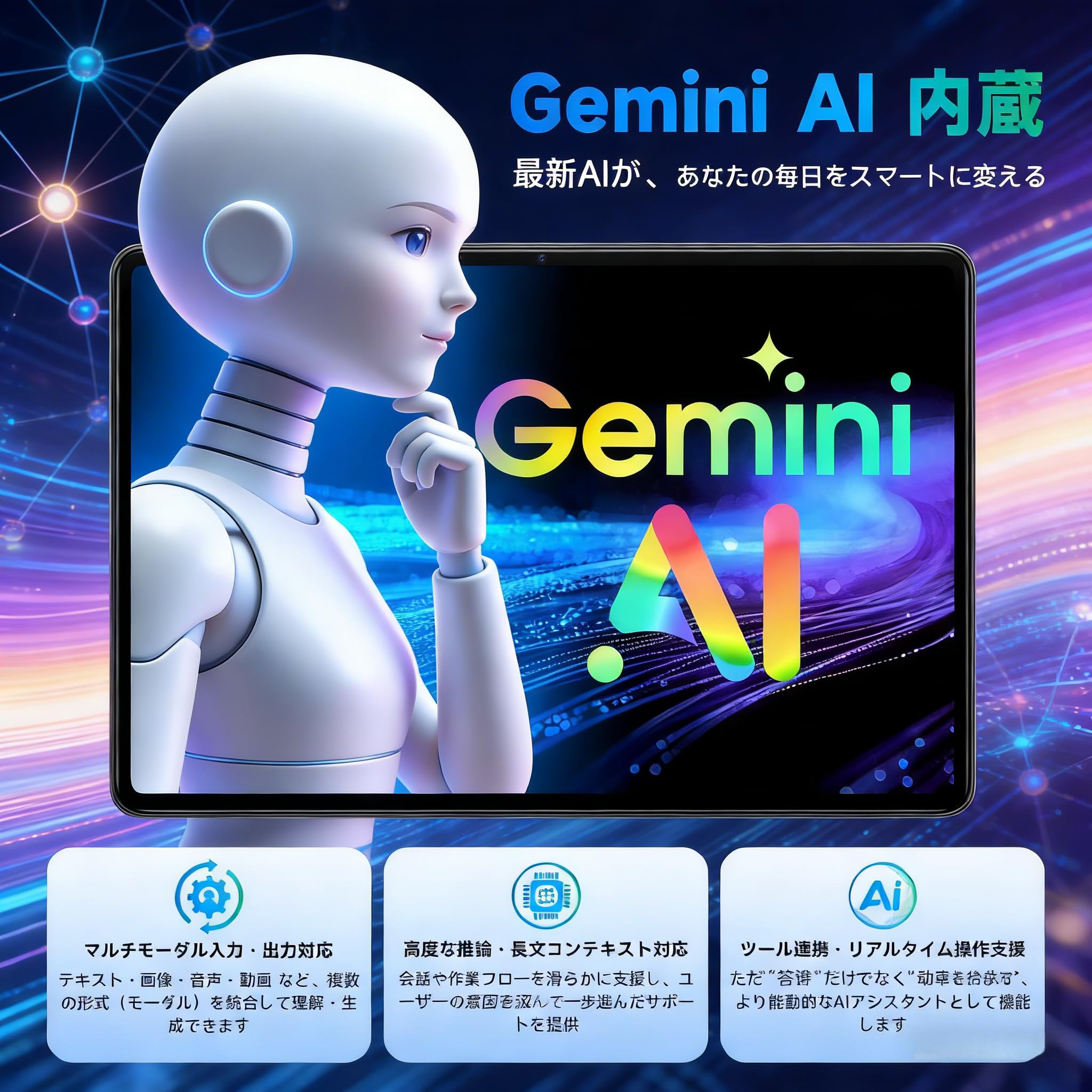 Amazon.co.jp: タブレット android 16 【Gemini AI搭載 フイルム貼り