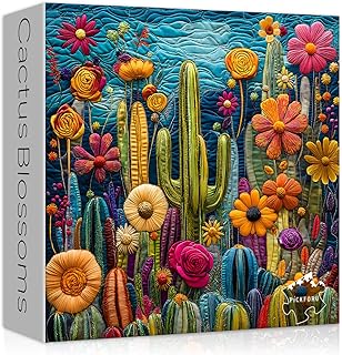 Comprar Cactus Puzzles for Adults 1000 Pieces,Unique Succulent Plant Puzzle Art,Cactus Flower Garden Puzzle,Colorful Impossible Challenge Jigsaw Puzzles for Adults