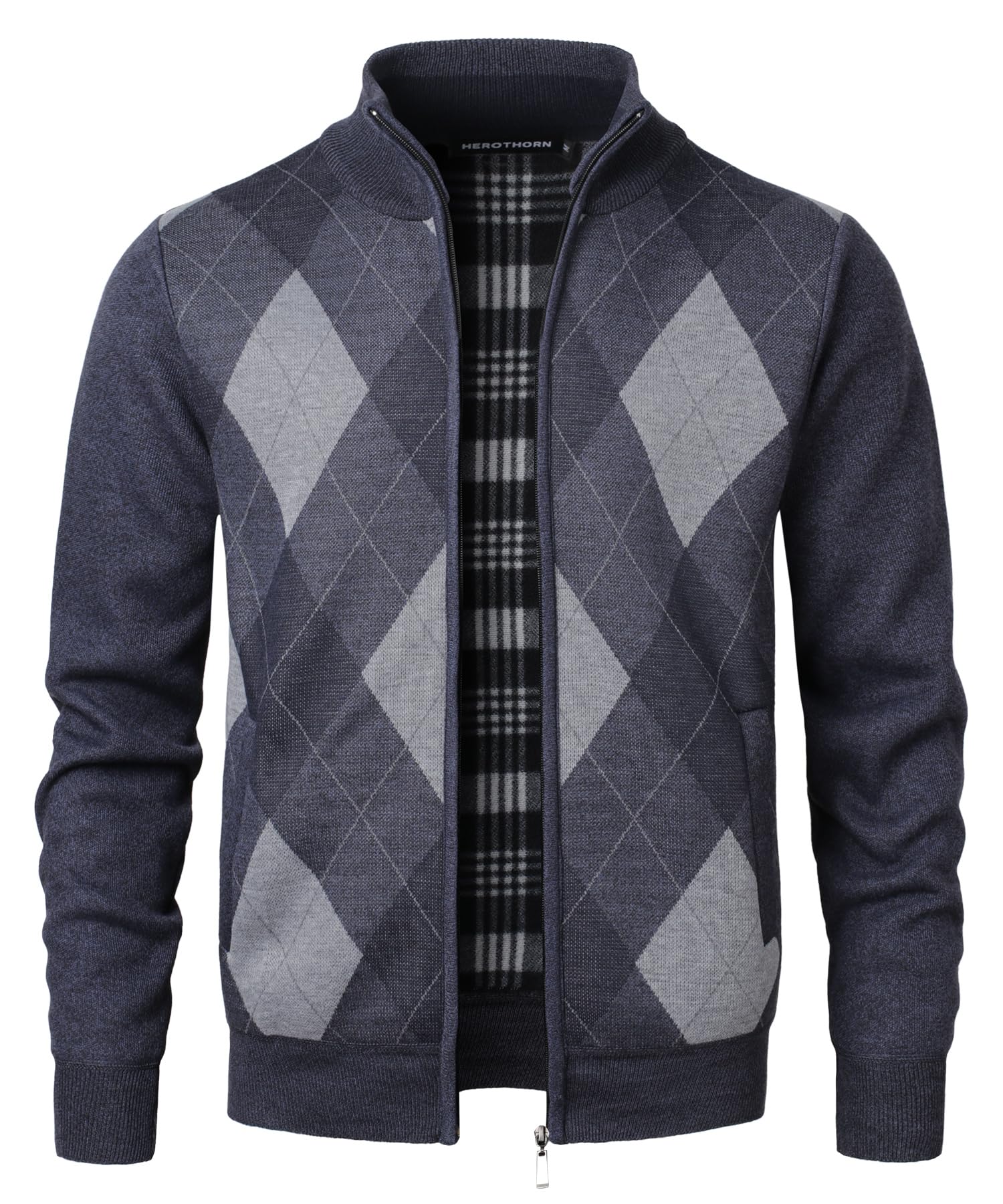 Suéter de Punto Cremallera Cálido para Hombre Chaqueta Manga Larga Cuello Alto