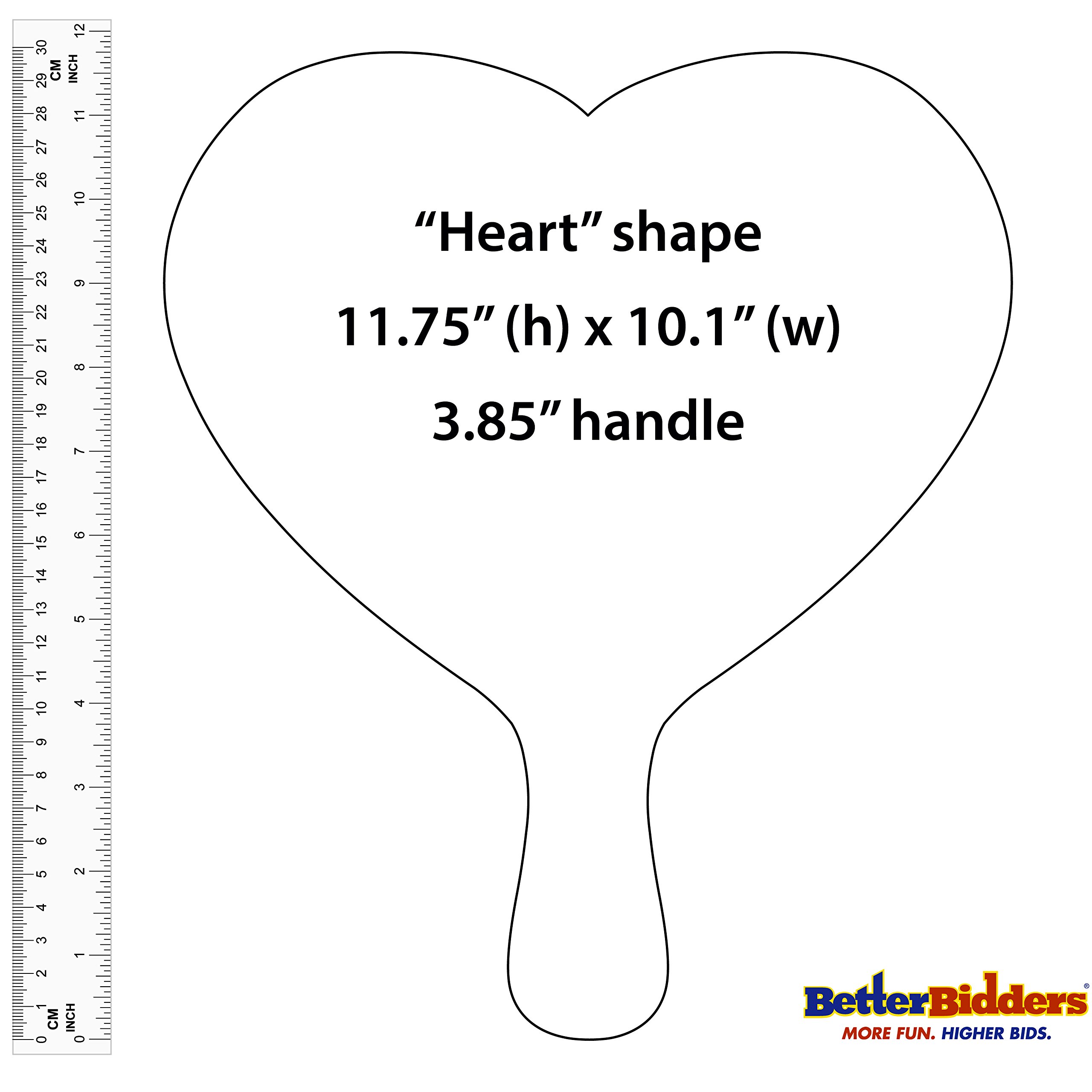 Better Bidders Plastic Paddles, Blank, 2mm Thick, White (25 Pack, Heart (Large)), BasicPRO" line
