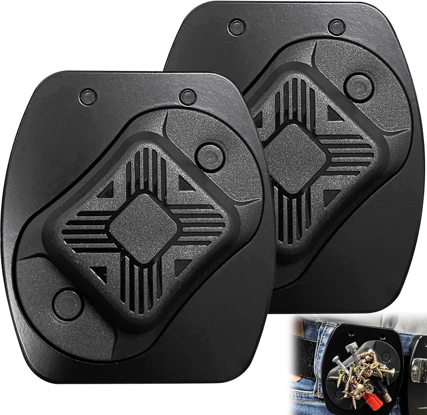 2-Pack Magnetic Tool Holder, Full Metal Magnetic Belt Clip Holster for Screws,Nails,Hammer,Pliers,Spanner and Any Magnet Hardware, Great for Electricians, Plumbers, Carpenters