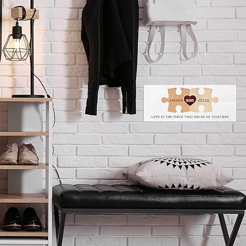 Miniatura 8 de LOVE The Piece That Hold us Together regalos del día de San Valentín para ella cartel personalizado de pareja con nombres fecha y texto piezas de